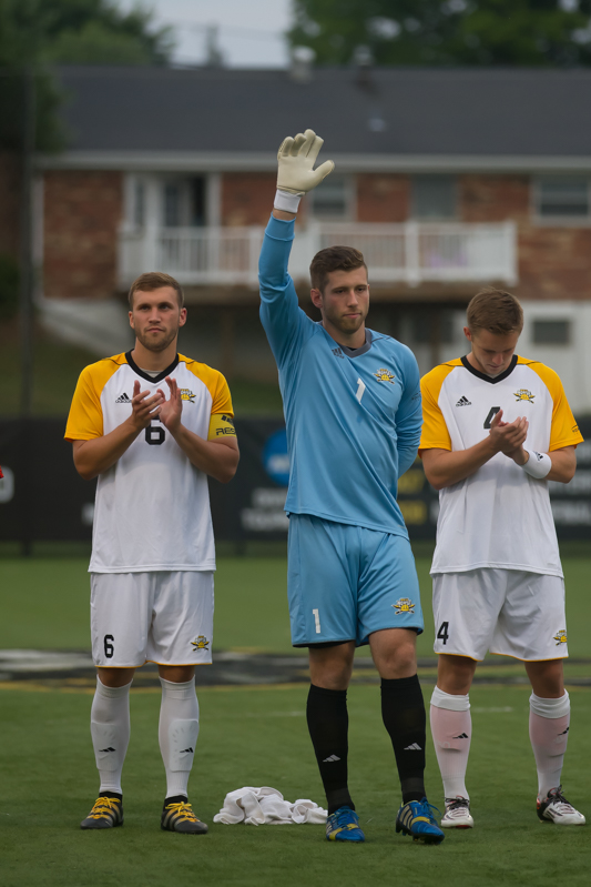 Jim Barkei (1) is introduced before the game against Fort Wayne