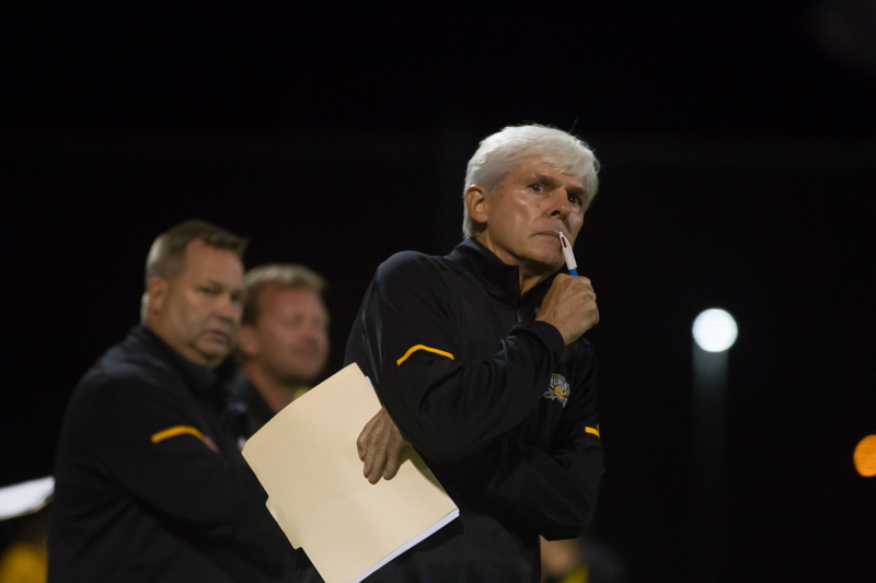 Coach Terry Gruelle watches the game against UC