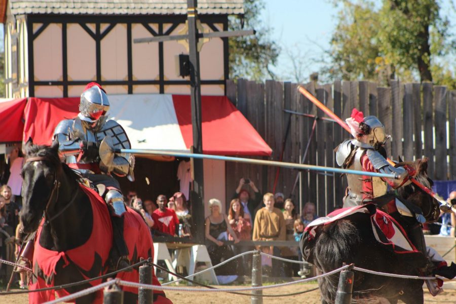 Sir Laurence lands a heavy blow at the Ohio Renaissance Festival in Harveysburg on Oct. 14.