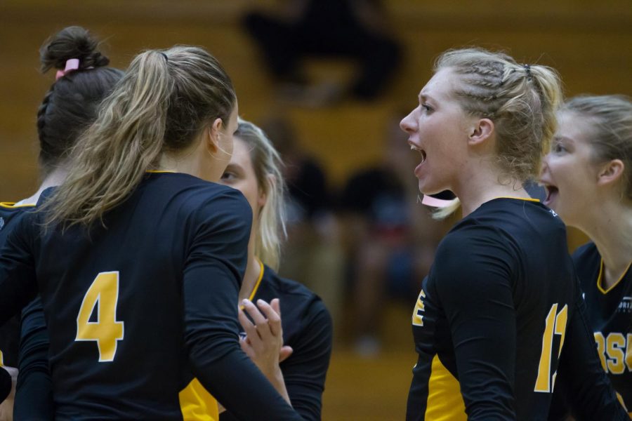 NKU celebrates after earning a point in the game against Milwaukee