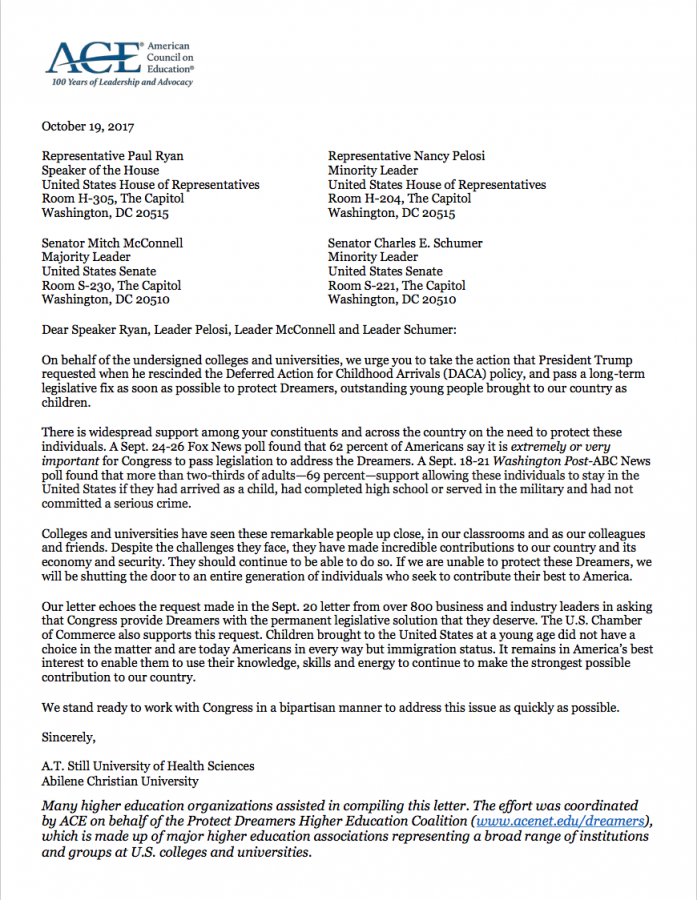The American Council on Education's letter was signed by almost 800 public and private universities.