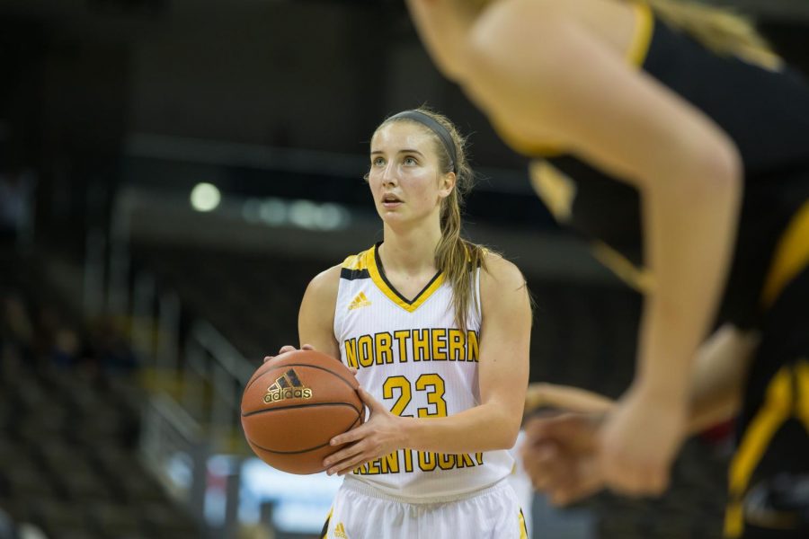 Kailey Coffey (23) shoots a free throw in the game against Milwaukee.