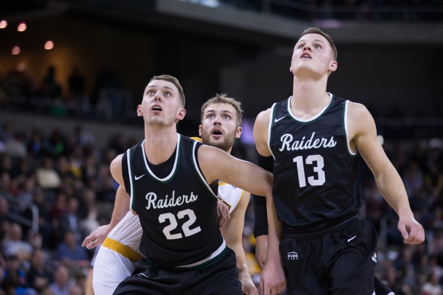 Carson Williams (23) watches for a rebound after a free throw in the game against Wright State.