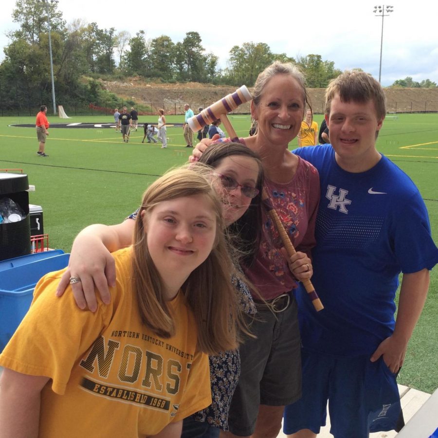 Missy Jones with students in the SHEP program at a fundraiser. 