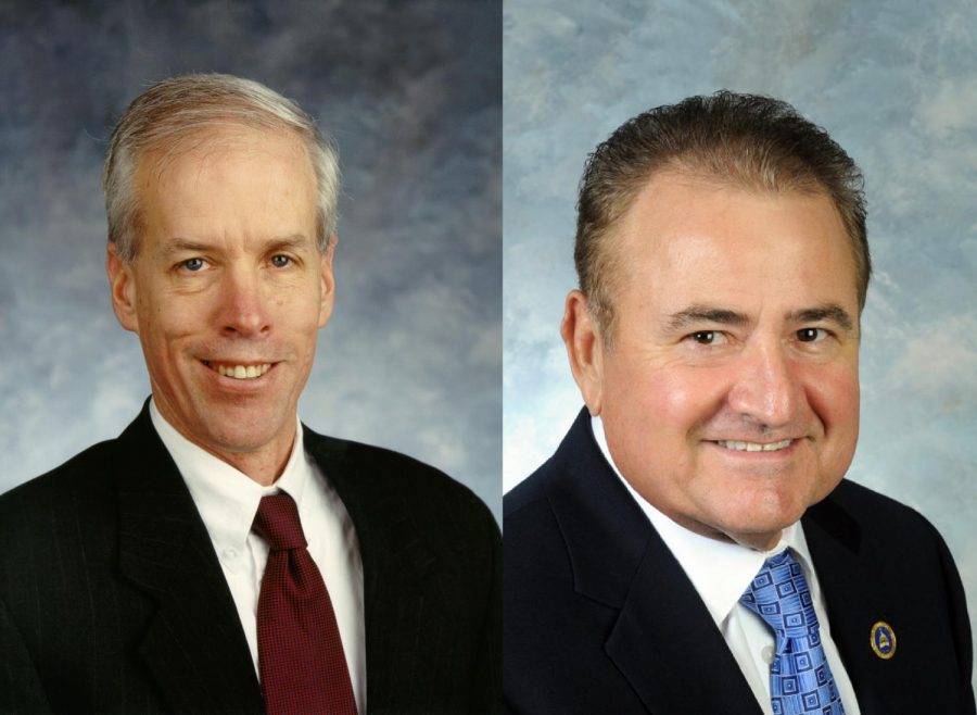 Rep. Joe Fischer (R-Ft Thomas), right, says restructuring the state pension system is a top priority. Rep. Dennis Keene (D-Wilder), left, says while funding cuts are possible, NKU won't know for sure until after Gov. Bevin's budget address on Jan. 16.
