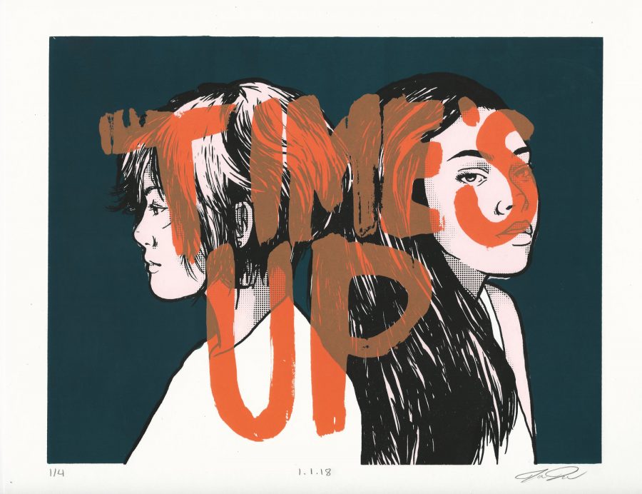 Times Up, a screenprint by Jenna Turner.