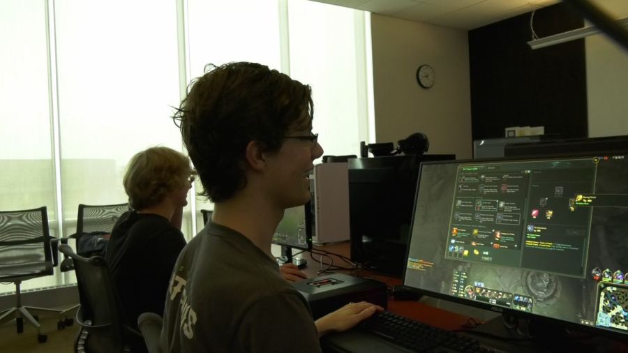 Club president Ryan Guard playing League of Legends.