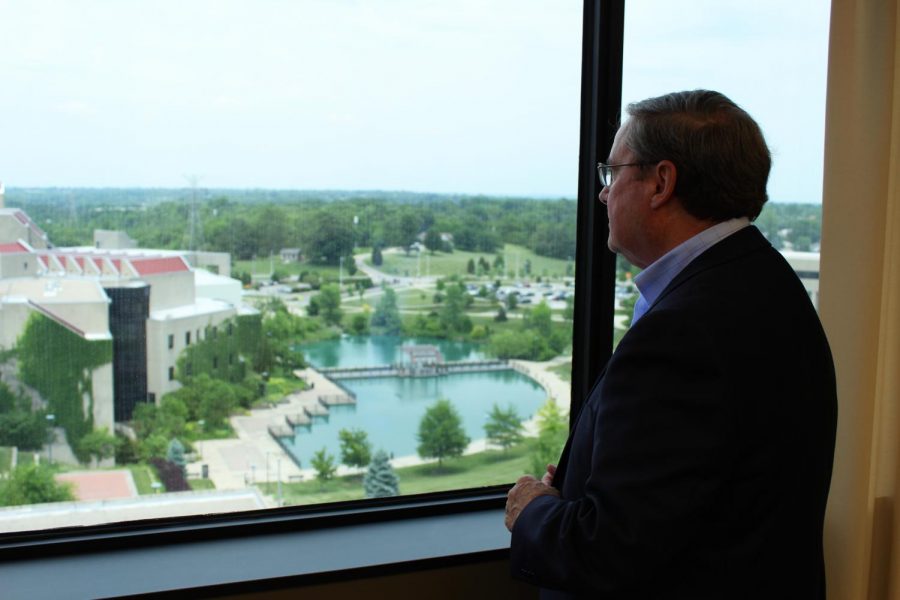 Interim President Gerard St. Amand, who served NKU for nearly 20 years as Chase dean and vice president of advancement,  steps down June 30, 2018.