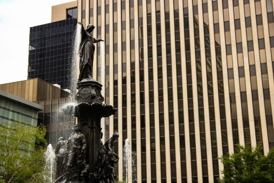 The Tyler Davidson fountain in front of the Fifth Third Center in Downtown Cincinnati.