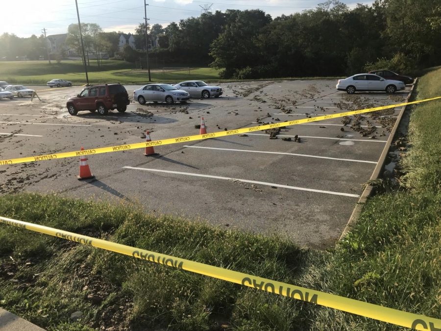 A water main break behind Callahan Hall in the East Residential Village blocked off a portion of Lot Z on Oct. 8, 2018.