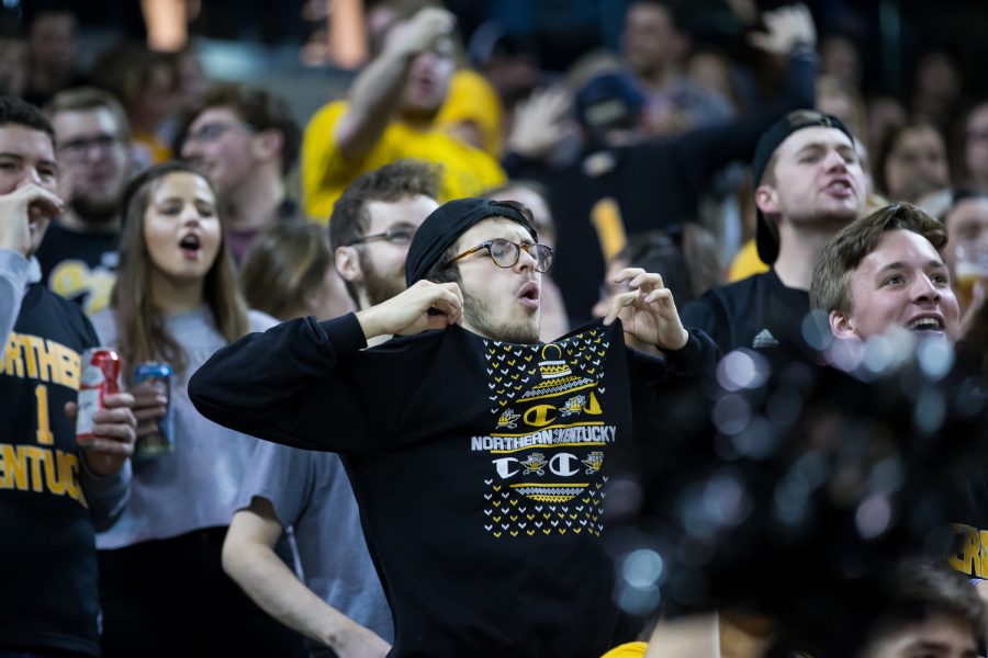 NKU fans react after a Norse Point. The Norse defeated UMBC 78-60