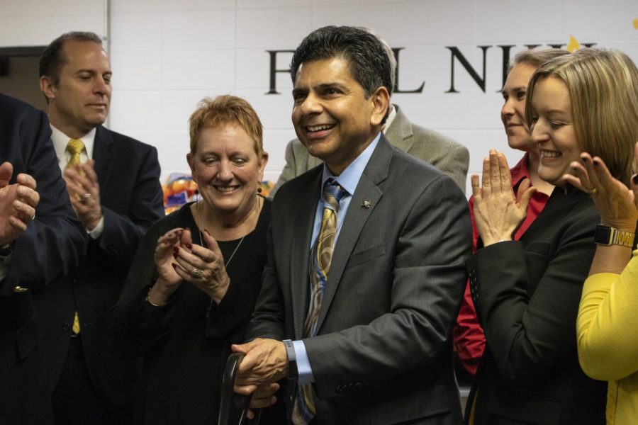 NKU President Ashish Vaidya cuts the ribbon for FUEL NKU's newest food pantry.