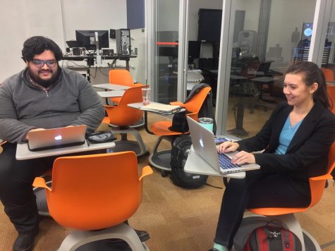 Aguilera and her co-worker processing paperwork to archive interviews in the Library of Congress.