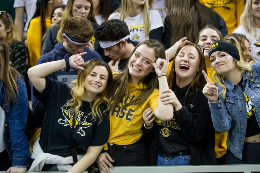 NKU fans pose during the homecoming game against Oakland. The Norse defeated Oakland 79-64.