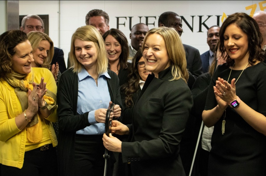 Dr. Jessica Averitt Taylor cuts the ribbon for FUEL NKU's newest food pantry.