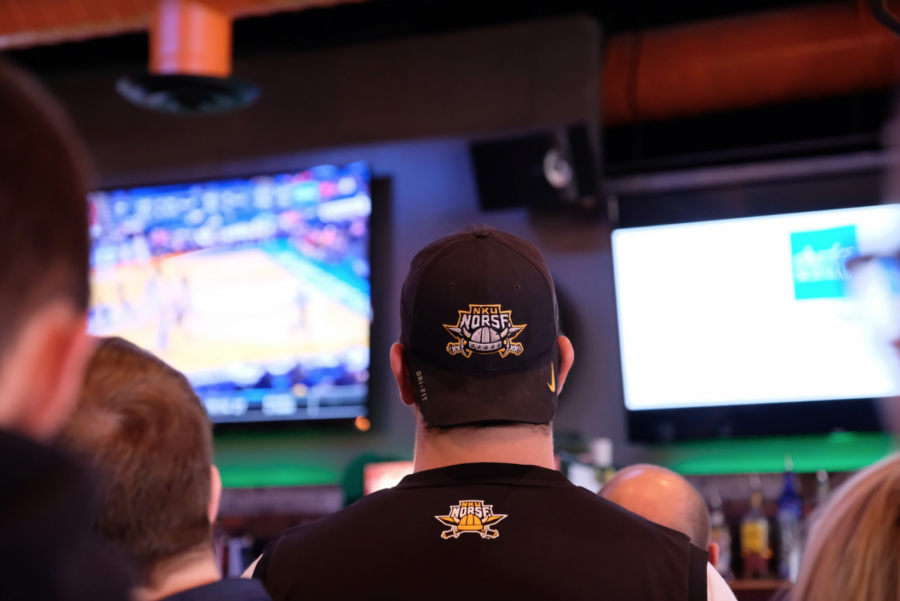 NKU mens basketball fans watch the Norse take on the Texas Tech Raiders in the first round of March Madness.