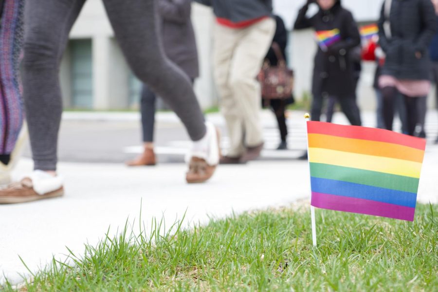 Students walk through NKUs campus to celebrate Pride Week.
