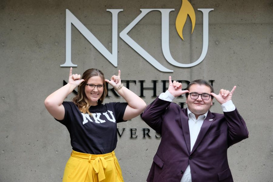 SGA President Jarett Lopez and Vice President Shelby Sanford Norse Up.