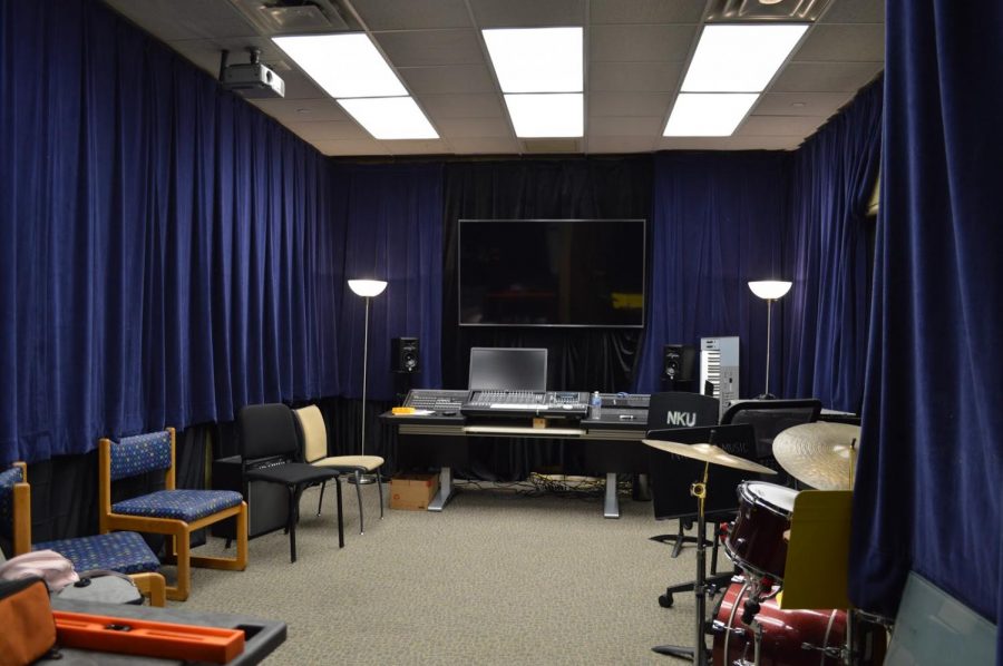 Full length image of the studio control room.