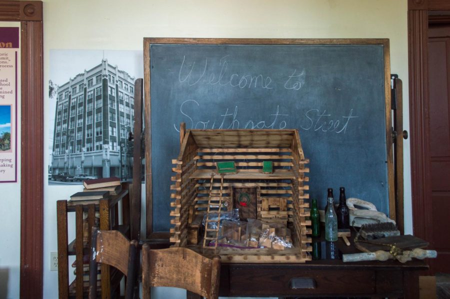 Inside the exhibit at the Southgate Street School.