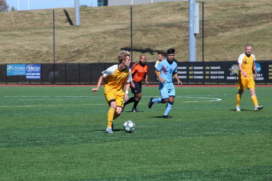 Mens Soccer: Alex Greive scored a hat trick in win over UIC