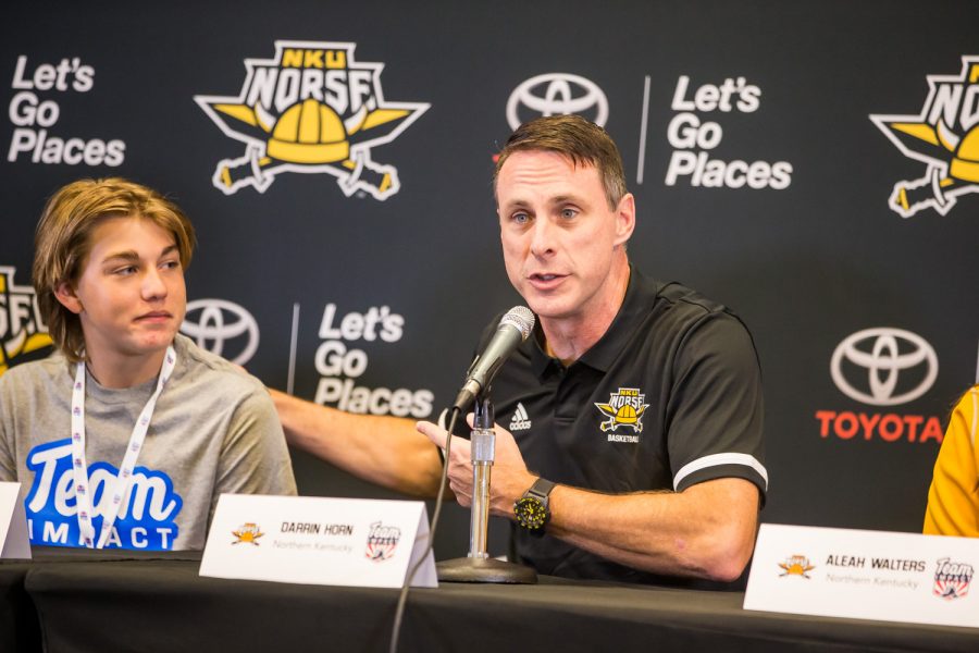 Coah Horn says a few words about Elijah Walters, NKU men's basketball teams newest Team IMPACT player.