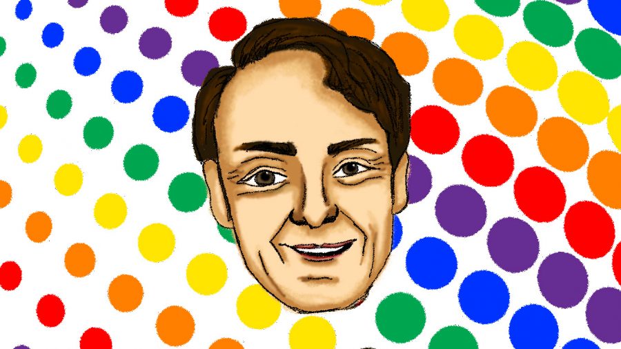 An illustration of LGBTQ icon Harvey Milk.