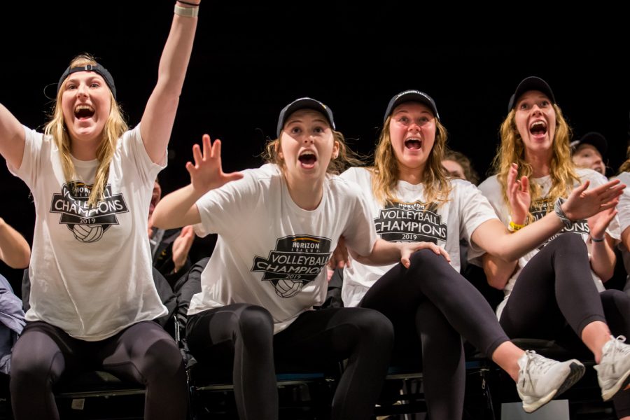 NKU Volleyball players react as their placement in the NCAA Tournament is revealed. The Norse will take on Michigan in Lexington at 5:00pm on Friday.