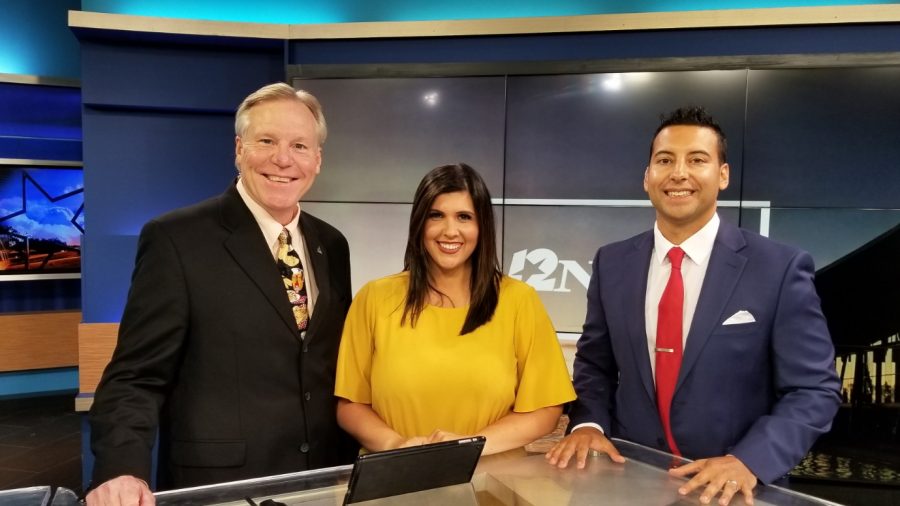 Mike Canizales (far right) is a sports reporter and sports weekend anchor for KBMT-12NewsNow in Beaumont, Texas.