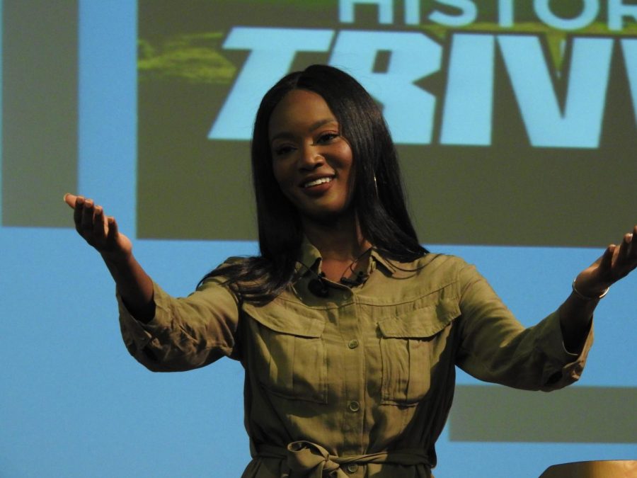 Deshauna Barber asks the audience if theyd like to play a trivia game.