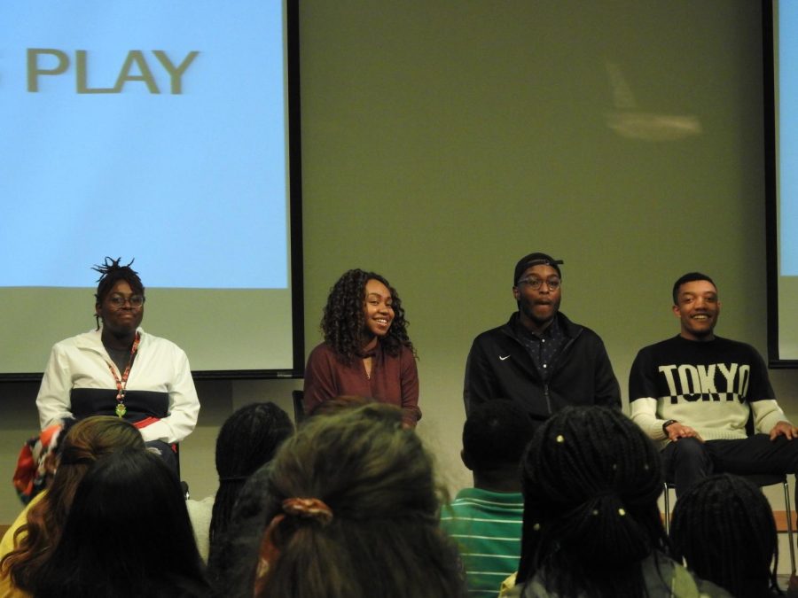 Yve Fragelus, Danielle Polion, Jontay Brown and Jordan White on-stage.