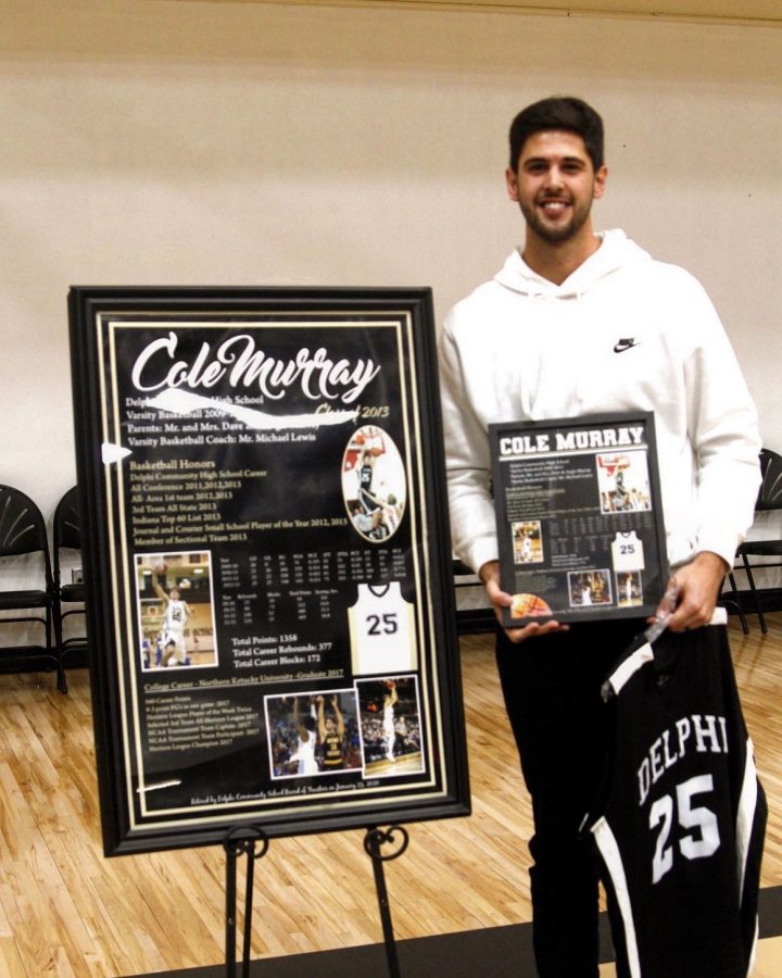 Cole Murray being honored at Delphi High school.