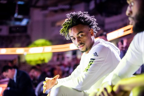 Jalen Tate (11) prepares to be introduced prior to final game of the Horizon League Tournament against UIC. The Norse defeated UIC 71-62 and have now secured a spot in the NCAA Tournament.