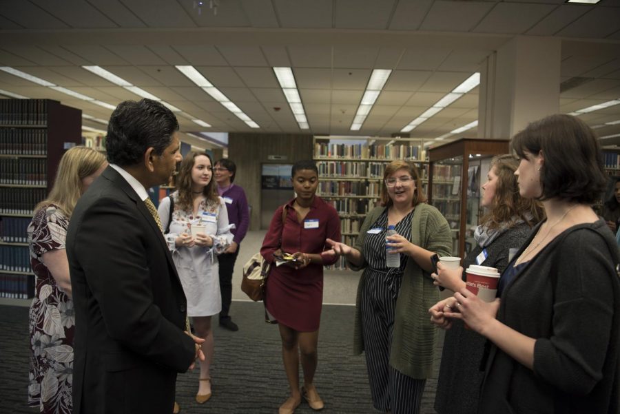 President Ashish Vaidya with members of the English department.