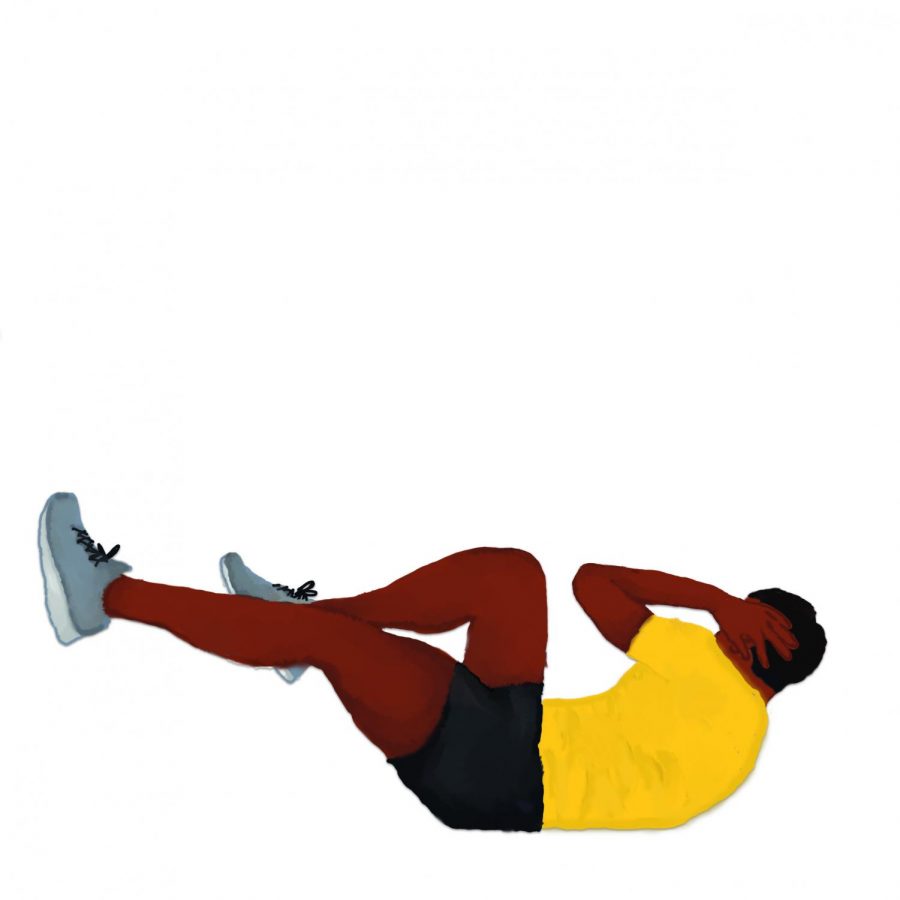 An NKU athlete doing sit ups to stay in shape.