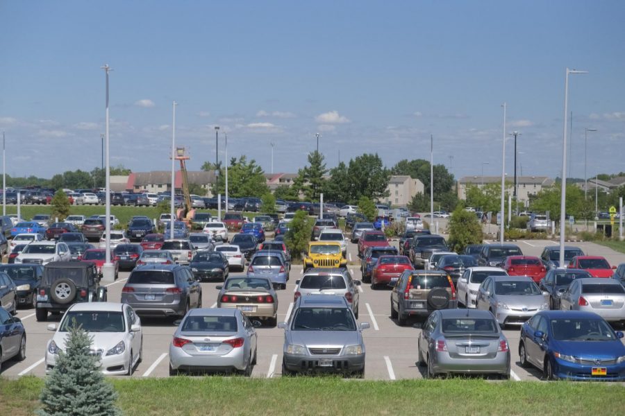 Parking lots across campus were at a moderate capacity on Tuesday.