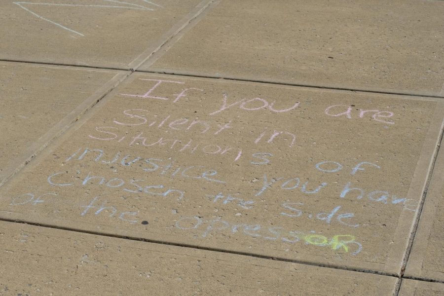 Chalk writings leftover from a protest against the Breonna Taylor court decision. 