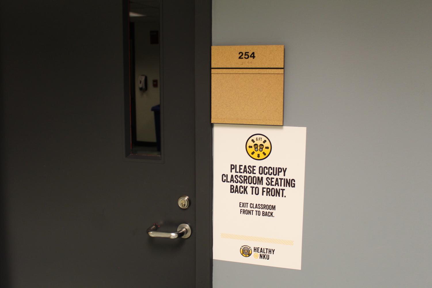 In the Business Center, the rooms are marked to tell the students to enter from back to front.