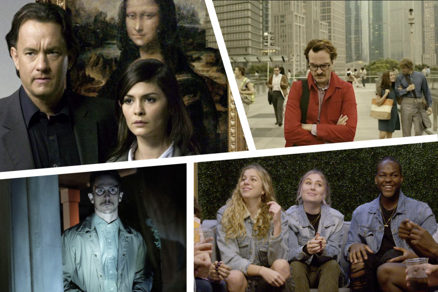From left to right: The DaVinci Code (Prime), Her (Netflix), Monsterland (Hulu), Deaf U (Netflix)