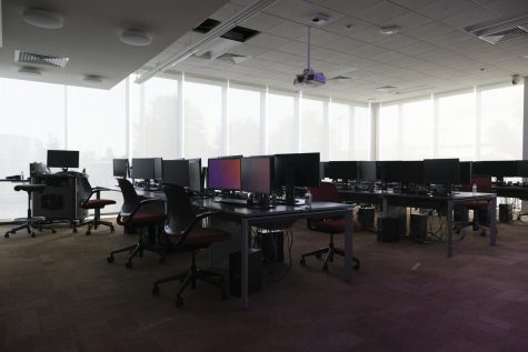 Griffin Hall's JRG Cyber Threat Intelligence Laboratory, usually packed with students, can now be found mostly empty.