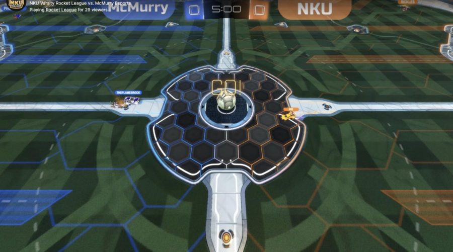 NKU and McMurry prepare for the beginning of the Rocket League match between the two schools.