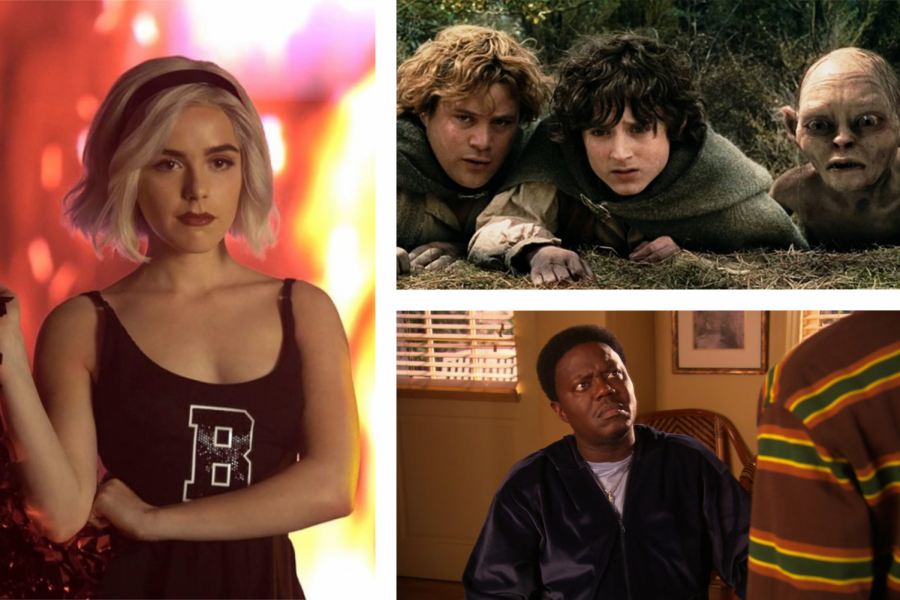 (Left) Chilling Adventures of Sabrina on Netflix, (Top) The Lord of the Rings on Hulu, (Bottom) The Bernie Mac Show on Prime Video