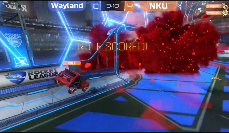 A screengrab from the game Rocket League.
