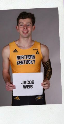 Jacob Weis wearing a yellow NKY athletic uniform