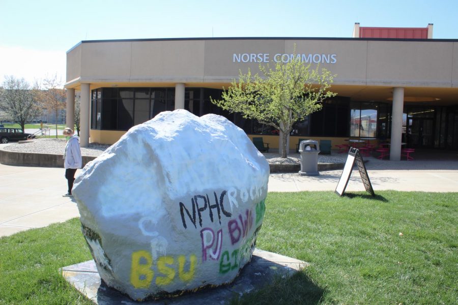 The back side of the rock, now covered in white paint by maintenance.