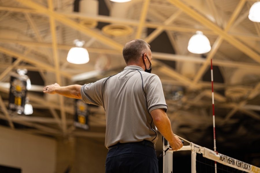 A referee during the NKU-Green Bay volleyball match on Friday at Regents Hall.