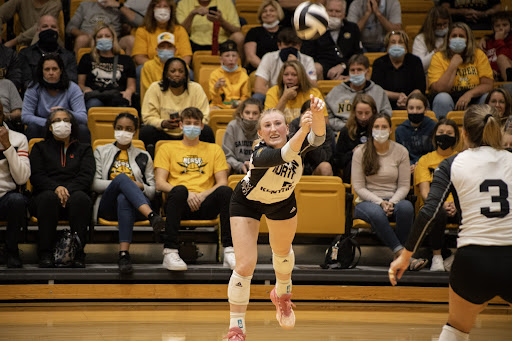 Miranda Wucherer (5) is an NKU senior volleyball player and compliance department assistant at NKU. 