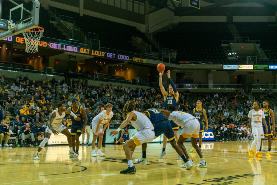 UNC Greensboros Bas Leyte shoots a free throw during Friday nights game at BB&T Arena.