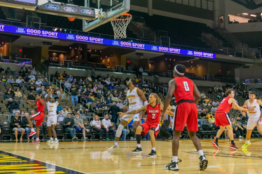 NKU guard Marques Warrick takes a shot from the corner during NKU's win over Wheeling on Tuesday.