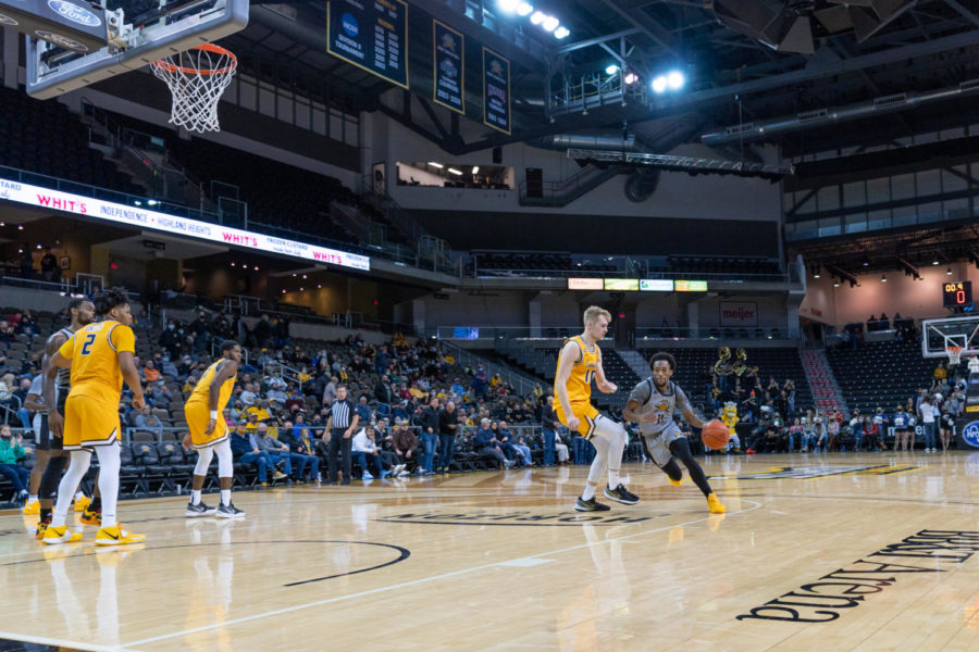 NKU guard Bryson Langdon (11) drives into the lane against Canisius on Wednesday night at BB&T Arena.